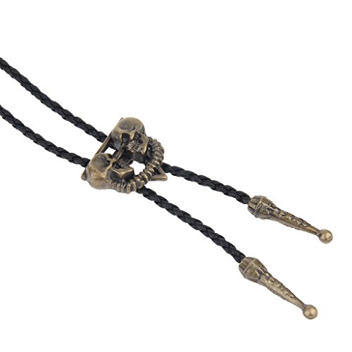 gazechimp Ocidental Bolo Laço Esqueleto Crânio Cabeça Gravata Cowboy Colar Pingente Rodeio - Cobre a