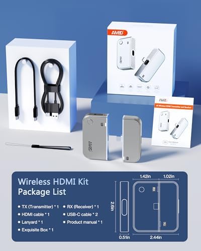 2026 Upgraded Type-C Wireless HDMI Transmitter & Receiver 4K, 5.8G+2.4G HDMI Wireless Extender 165FT/50M, Plug & Play Video Audio from Phone/Tablet/Laptop/PC to Monitor/Projector/TV — view 8