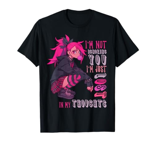 Introvert Anime Aesthetic Lost In My Thoughts Cute Goth Girl Camiseta