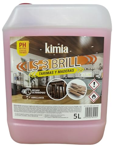 KIMIA – Limpiador para Tarimas y Maderas LS-3 Brill 5L | pH Neutro, Brillo Intenso y Secado Rápido | Ideal para Suelos de Madera, Parquet y Laminados | Limpieza Profesional y Protección Duradera