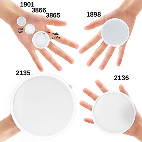 Round Coaster Resin Epoxy Silicone Molds 6-Bundle 2 Disc Circle Tray With Hole Jewelry Casting Necklace Pendant Keychain Charms #TOP3