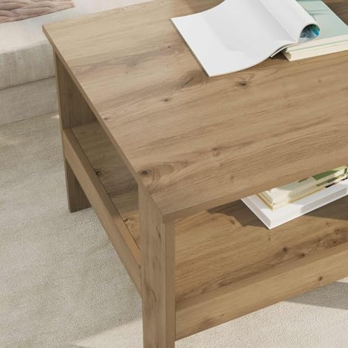 Table carrée chêne artisanal pour optimiser le rangement des petits salons - 6