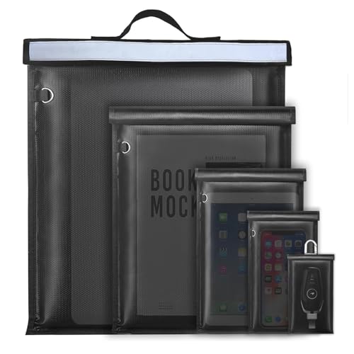 YUTENG 5 Pack Faraday Bags for Laptops & Phones & Radio & Car Keys, Faraday Cage for Anti-Theft Anti-Tracking, Faraday Key Fob Protector, Waterproof & Fireproof Faraday Bag, RFID Signal Blocker Bag