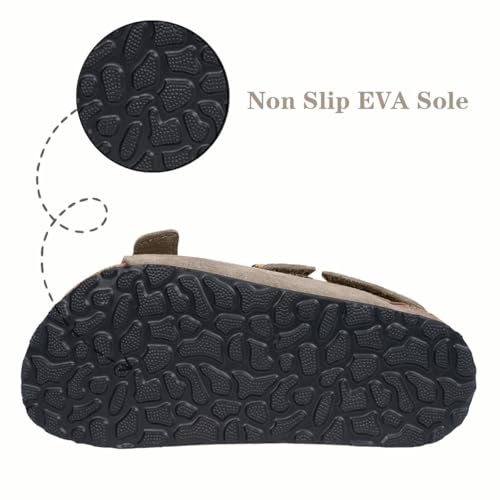 Image of ZUSERIS Kids Toddler Sandals Boys Girls Cork Footbed Sandal Comfort Double Buckle Slip On Slippers with Adjustable Back Strap