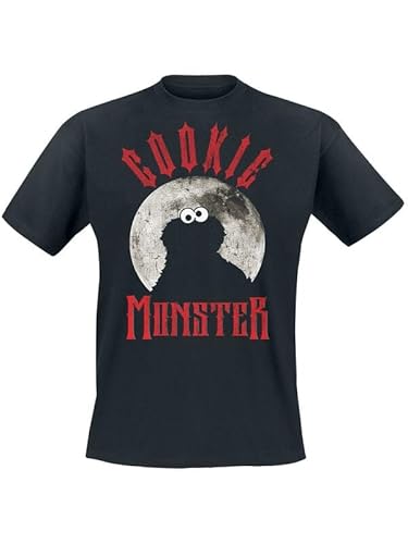 Barrio Sesamo Cookie Monster - Moonlight Hombre Camiseta Negro 5XL 100% algodón Regular