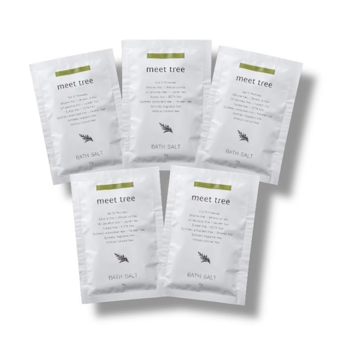 Bath Salt, Hinoki Leaf Fragrance, Set of 5, Meet Tree, Made in Japan, Made in Japan with Natural Sea Salt Formulation, Relaxed, Bath Salt, Made in Japan : Beauty