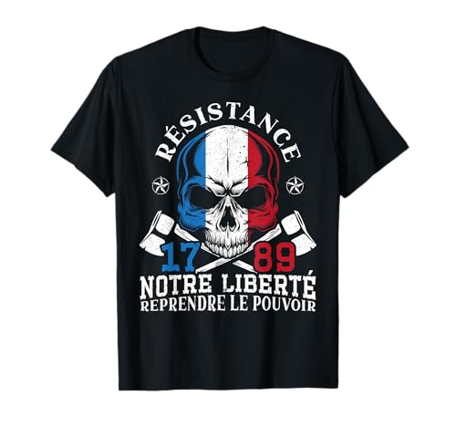SteMi Vetement 14 Juillet 1789 Vive La France T-Shirt Révolution Française Noir Unisex Adulte S Léger Col V Manche Longue Coupe Classique 1789 Liberté Egalité Fraternité Coton 100% Made in France