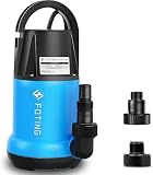 FOTING Sump Pump 1 HP 4600 GPH Clean/Dirty Submersible Water Pump, Thermoplastic Portable Utility Pump for Swimming Pool Garden Pond Basement Window Wells with 10FT Long Power Cord, Blue