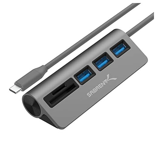 SABRENT 5-in-1 USB-C Hub with Card Reader