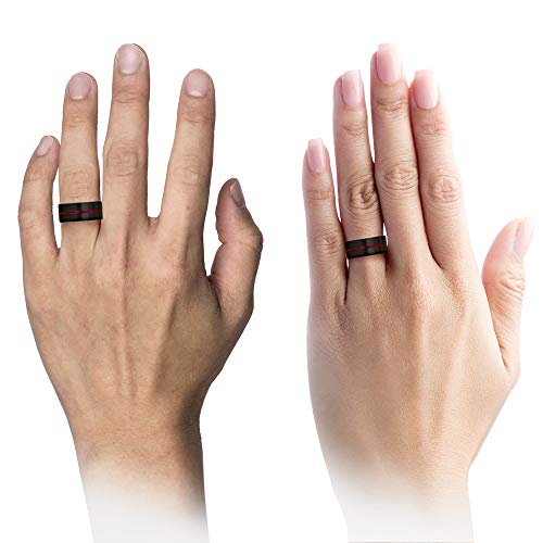 Chroma Color Collection Tungsten Carbide Wedding Band Ring 10Mm For Men Women With Red Interior And Red Center Line Flat Cut Brushed Polished Comfort Fit Anniversary Size 11 #TOP3