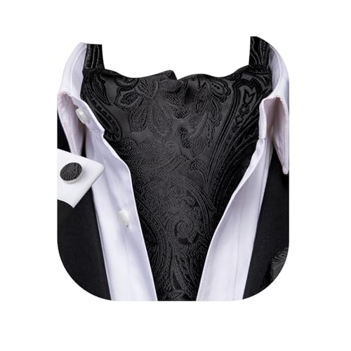 Image of Dubulle Paisley Floral Ascot for Men Self Tie Mens Cravat and Pocket Square Cufflinks Wedding