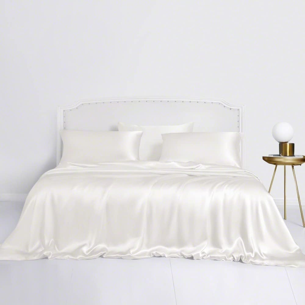 - Tencel Lyocell Duvet Cover Set, Eucalyptus Cooling Lightweight Silk Comforter Cover Set with Zipper Closure & Corner Ties (White, King)