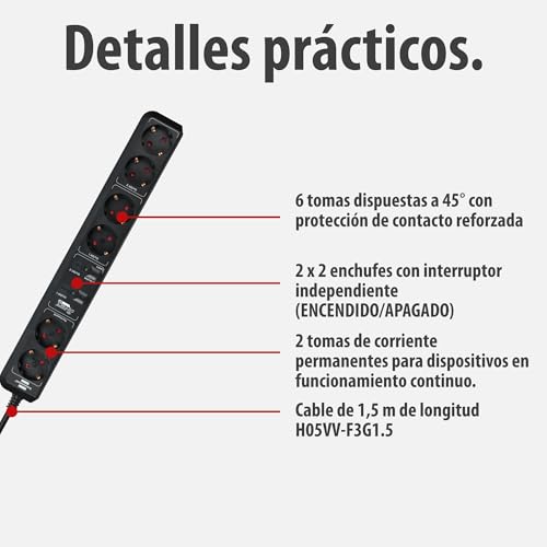 Brennenstuhl Connect Regleta Inteligente Eco-Line WS EL0102 con 6 Tomas programable (Regleta WiFi, Control por App o Voz, aplicación Gratuita, Compatible con Alexa y Google Assistant) Negro - imagen 3