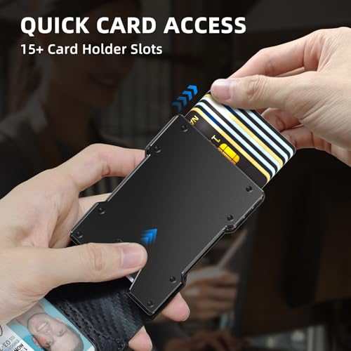 Men Wallet - Money Clip Wallet Slim For Gift Men in Front Pocket 15 Cards - Metal Credit Card Case in Magnetic Flip4