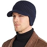 bnell Winter Beanie hat for Men,Warm Knitted hat with Visor Brim,Knit Skull Ski Cap with Earflap...