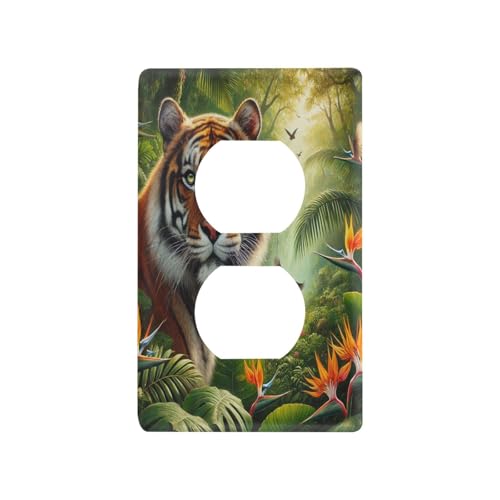 Tigersflowers Green Light Switch Cover Decorative Receptacle Outlet Wall Plate Guard Plastic Wall Outlet Cover for Living Room Home Decor Kitchen (Duplex Outlets Cover)