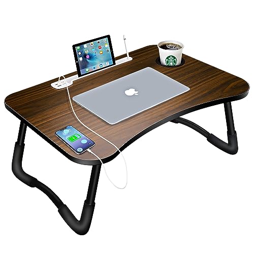 A3A ACADGQ Laptoptisch, Laptop Betttisch Klappbar, Bett Tisch mit 4 USB Ladeanschluss, Schublade,...