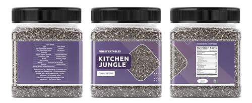 Image of Kitchen Jungle Raw Chia Seeds 300g Jar Pack of 2 | chia Seeds For Eating | Diet Snacks for weight loss | Omega-3 Seed Non-GMO and Fibre Rich