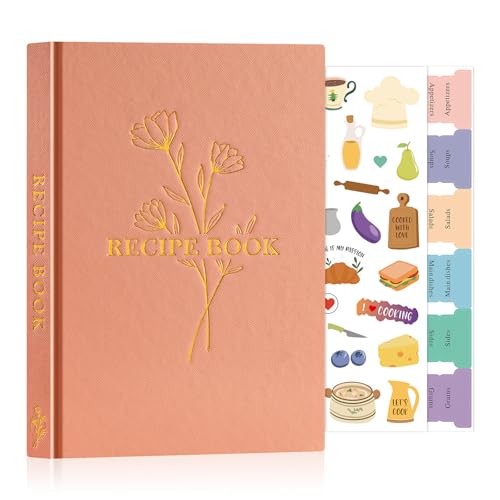 Lanpn Blank Recipe Book Cookbook to Write in Your Own Recipes, Waterproof A5 Empty Cooking Journal for 70 Recipes