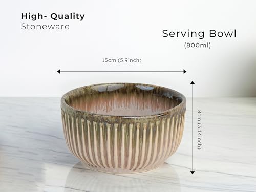 Image of Bodhi House Ceramic Deep Serving Bowls Set of 2 | 800ml Multipurpose Bowls for Ramen, Salad, Cereal, Snacks & More | Microwave Safe | Petal Pink | Stylish Dining & Gifting Choice