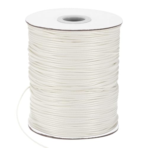 M METERXITY Waxed Polyester Cord, 175 Yards 1.2mm Waxed Beading String with Spool for Jewelry Making/DIY Handmade Crafts/Necklaces/Bracelets, String Macrame Bracelet Thread [Pure White]