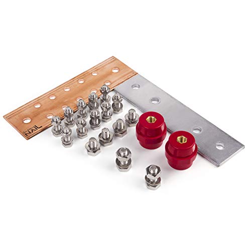 Gounengnail-.157" X 2.36" X 7.87" Copper Ground Bar Kit, With 5/16''X10 Terminal Positions,Copper Grounding Busbar Bar Kit #TOP4