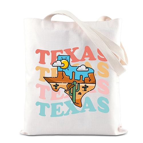 Image of ENSIANTH Texas State Tote Bag - Cowboy Lone Star State Vacation Shoulder Bag - Housewarming Gift