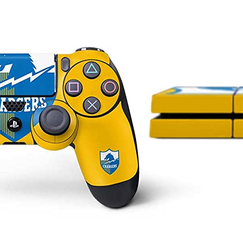 Skinit Decal Gaming Skin Compatible with PS4 Console and Controller Bundle - Officially Licensed NFL Los Angeles Chargers Retro Logo Design