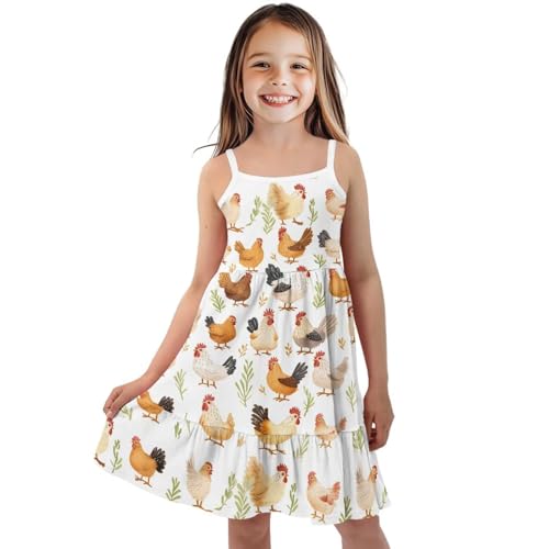 Girls Summer Dress Size 3T-14Y Sleeveless Straps Tiered Swing Sundress