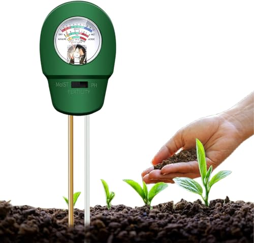 Bodentester, Boden-pH-Messer 3-in-1 Bodentest Messgerät für Feuchtigkeit, Fruchtbarkei und pH,...