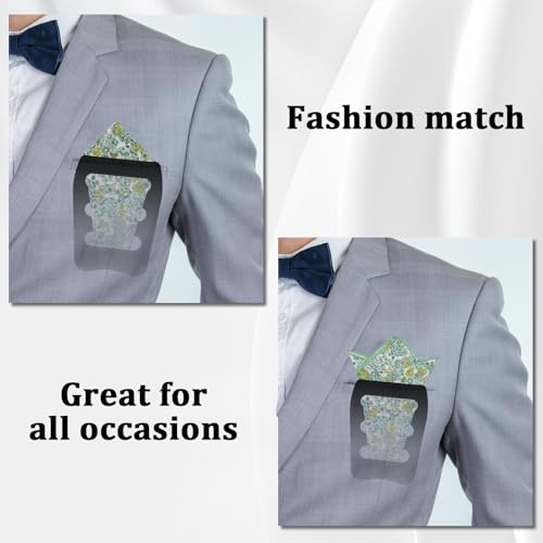 Image of Luckyvestir Pocket Squares for Men, 9 inch Cotton Linen Sage Handkerchiefs Men Women with Pocket Square Holder for Suits Business