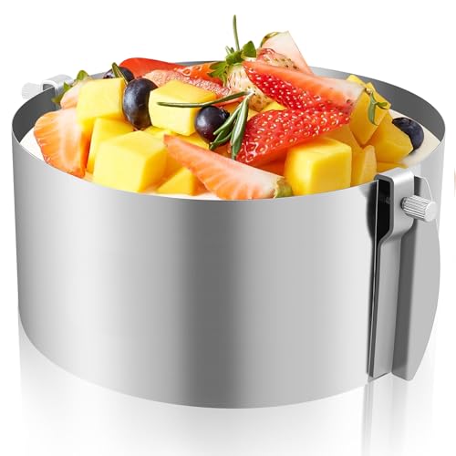 Oaioya Molde Ajustable para Tartas, Aro Redondo 16-30 cm en Acero Inoxidable 304, Base Estable con Escala, Diseño Exclusivo con Tornillos, Ideal para Hornear y Decorar Pasteles Profesionales
