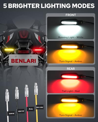 Image of Benlari 4PCS Indicators Flowing LED Motorcycle Turn Signals Brake Lights & Daytime Running Lights Front Rear Turn Signal Lights Waterproof Fit for Harley Honda Yamaha Triumph