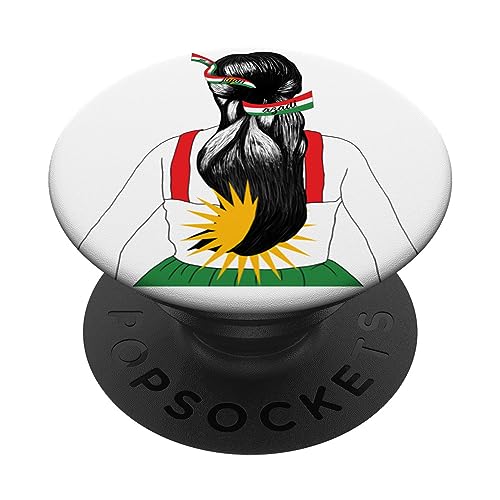 Kurdish Flag. JIN-JIYAN-AZADI Support Kurdish women NO HIJAB PopSockets Swappable PopGrip, Black
