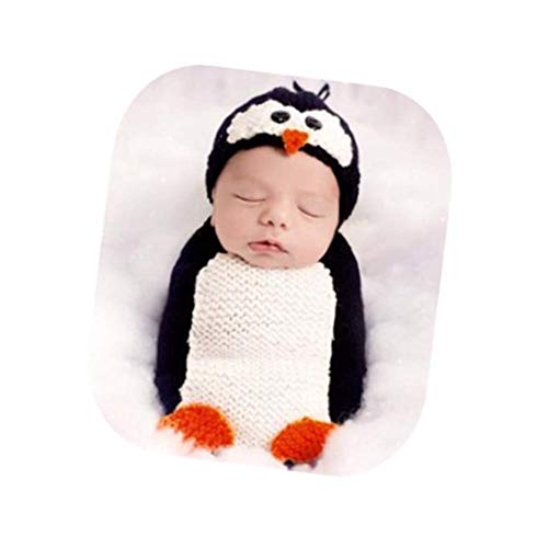Image of Coberllus Newborn Photography Props Baby Photo Props Outfits Penguin Bonnet Hat Potato Sleeping Bag for Boys Girls Photography Shoot