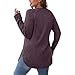 Women's Sweaters Fall Lightweight Long Sleeve V Neck Tunic Tops Casual Looses Curved Hem Top Knit Solid Clothing Purple XL