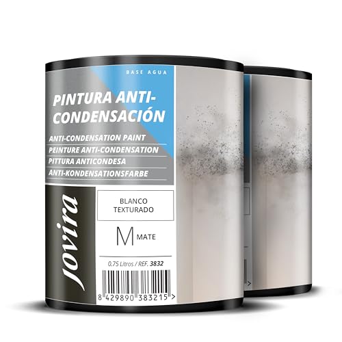 JOVIRA PINTURAS Pintura Anticondensación, Antihumedad exterior-interior. Eficaz para paredes de yeso, hormigón, cemento. (2x750 Mililitros) C-6-2