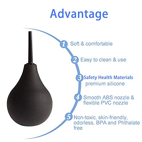 image for GNEGKLEAN Black Silicone Enema Bulb Kit 7.6oz Clean Anal Douche for Me