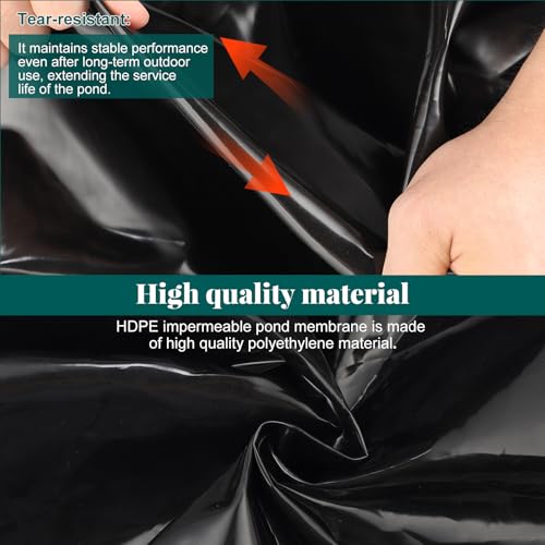 Coolty Teichfolie, schwarz, robuste Unterlage, Garten, Fischteiche, vorgeformte Auskleidungen für Fischteich, Landschaftsbau, Wasserspiel, Bachläufe, Springbrunnen, Wasserfall (1,2 m x 2,1 m)