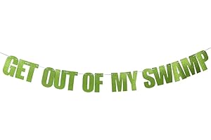 Get Out of My Swamp Banner Green Glitter Birthday Party Decorations Housewarming...
