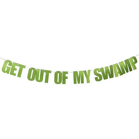 Get Out of My Swamp Banner Green Glitter Birthday Party Decorations Housewarming...