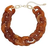 Bocar Statement Chunky Acrylic Cuban Choker Necklace Fashion Bib Collar Chain Necklace for Women(NK-10666) (Amber Brown)