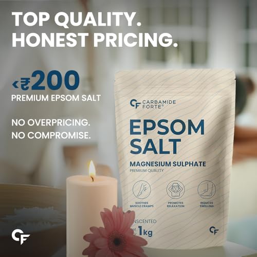 Image of Carbamide Forte Epsom Bath Salts Crystal Granules | Epsom salt for foot soak,bath soak,gardening | Magnesium Sulphate | Epsom Salt for pain relief foot & aches - 1KG (Pack of 2)