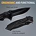 Grand Way Tactical Knife for Men - Black Pocket Knife - Best Spring Assisted Knife with Glass Breaker and Pocket Clip - Cool Folding Knives for Military Work Camping - Birthday Gifts for Dad 6495 B