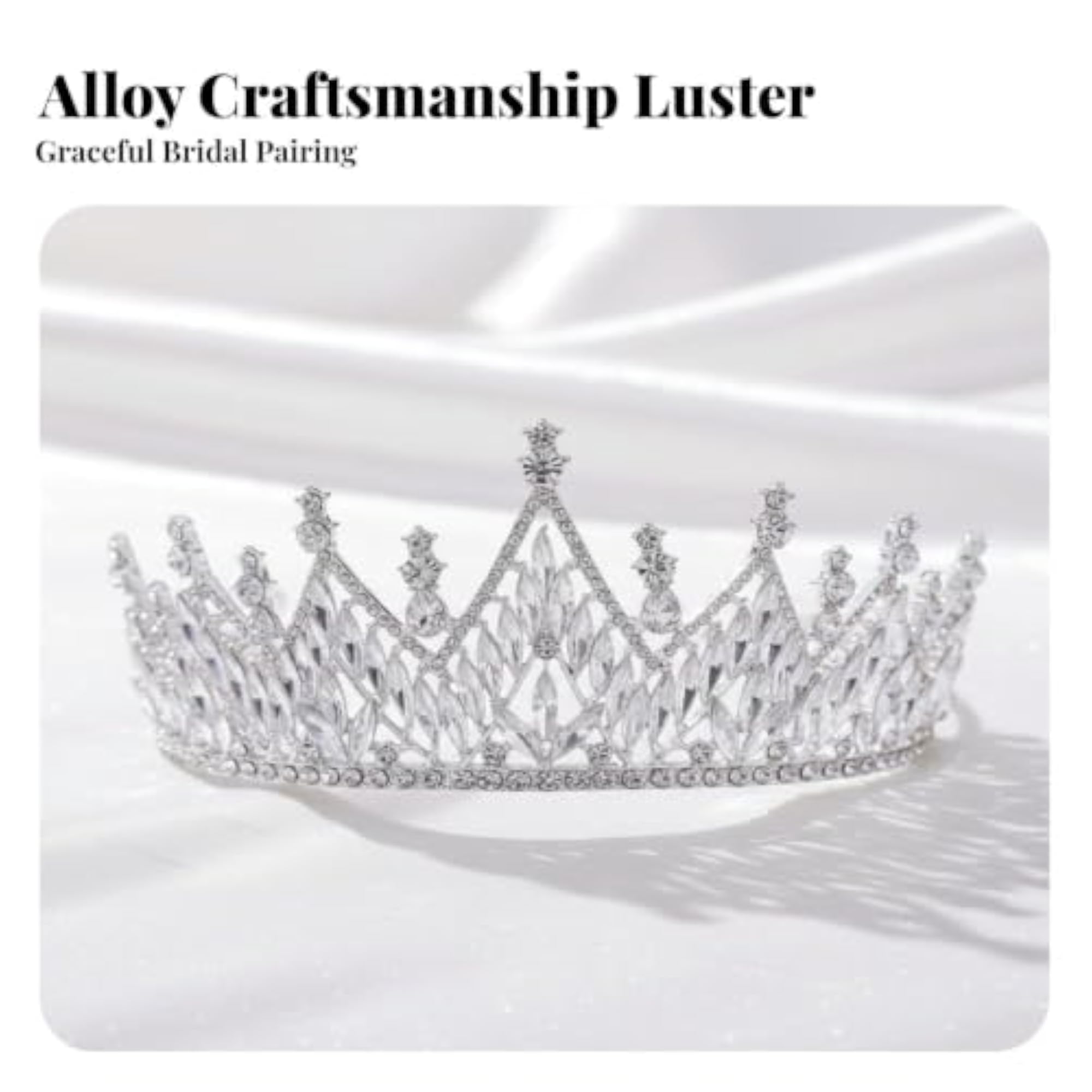Elegant Rhinestone Crown Bridal Tiara with Marquise Cut Crystals