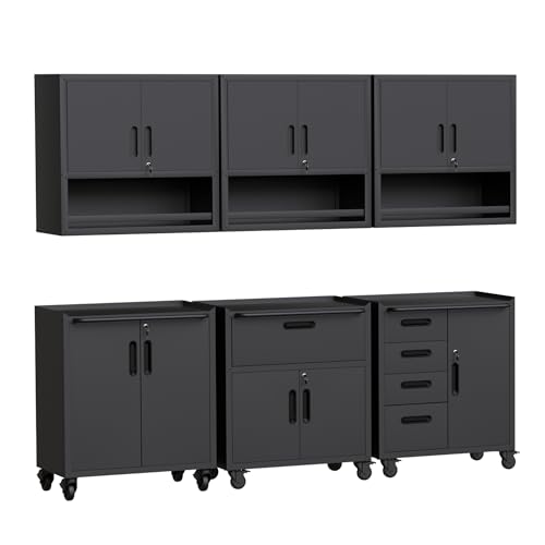 FLIXELIO Black Garage Storage Cabinets System...