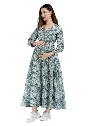 Image of Dhruvi Women's Rayon Anarkali Maternity Dress & Feeding Kurti with Zippers
