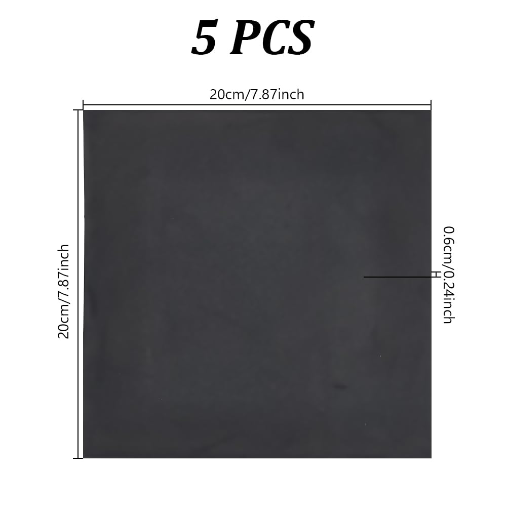 AHANDMAKER 5pcs Solid Rubber Sheets, 1/4" (0.25") Thick x 8" Wide x 8" Long Neoprene Crash Damping Pad Perfect for DIY Rubber Gasket, Weather Stripping, Sealing, Padding