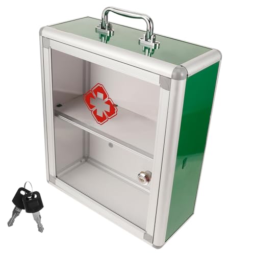 SEWOART Gabinete Para Medicina Montado Pared Con Panel Transparente y Múltiples Compartimentos Caja Visible De Almacenamiento Para Primeros Auxilios Hogares y Espacios Públicos Compacta