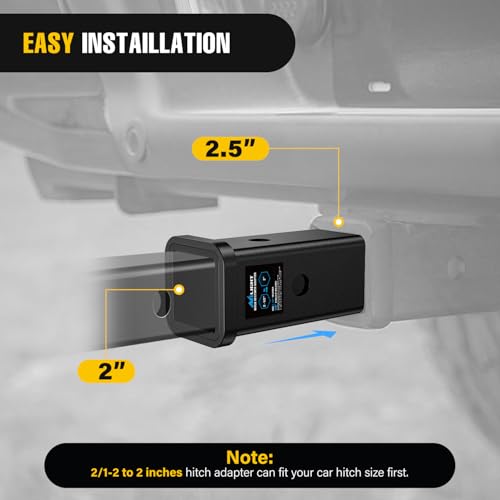Image of Nilight Trailer Hitch Receiver Extender Adapter Reducer 2-1 /2 to 2 Inch Sleeve Convertor Receiver Towing Accessories for Tractor Bucket RV Truck Bike Rack Cargo Carriers